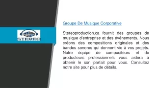 groupe de musique corporative stereoproduction