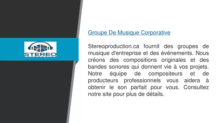 groupe de musique corporative stereoproduction