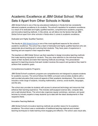 Academic Excellence at JBM Global School_ What Sets it Apart from Other Schools in Noida