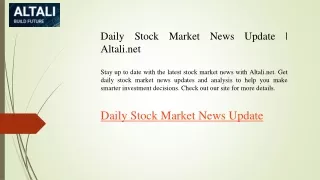 Daily Stock Market News Update  Altali.net