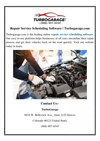 repair service scheduling software turbogarage com