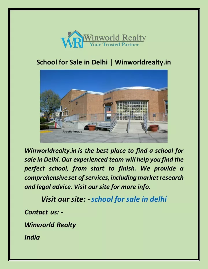 school for sale in delhi winworldrealty in