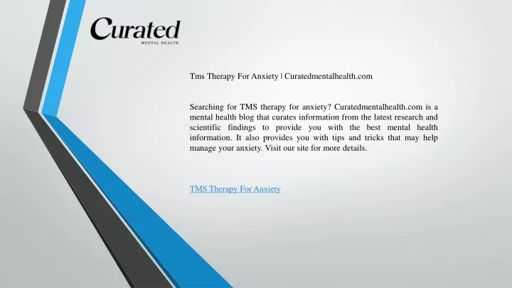 tms therapy for anxiety curatedmentalhealth