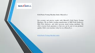 Gold Purity Testing Machine India   Maxsell.co