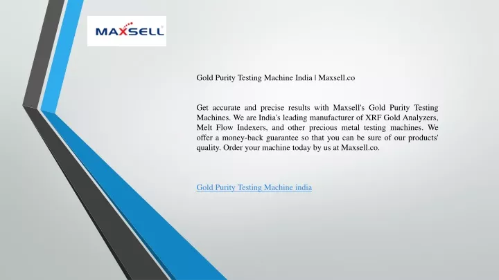 gold purity testing machine india maxsell