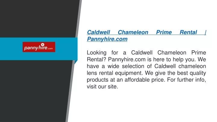 caldwell chameleon prime rental pannyhire