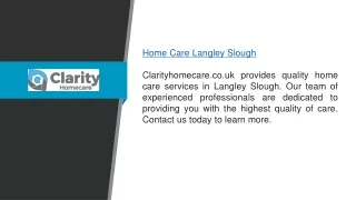 Home Care Langley Slough  Clarityhomecare.co.uk