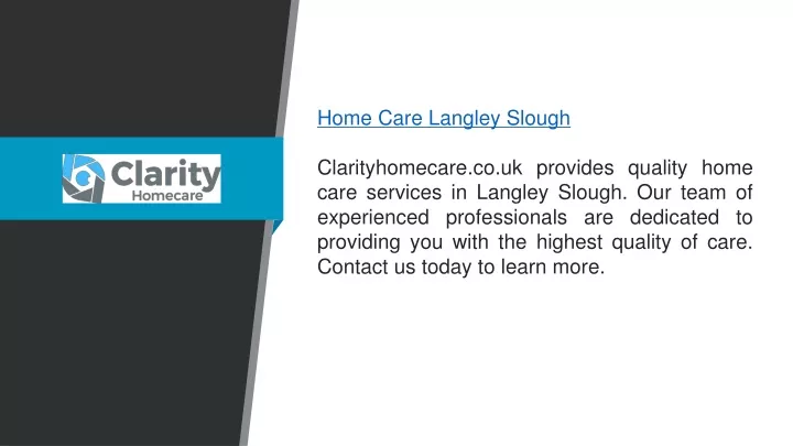 home care langley slough clarityhomecare