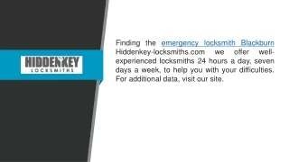 Emergency Locksmith Blackburn  Hiddenkey-locksmiths.com