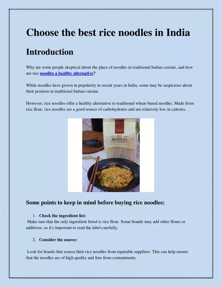 choose the best rice noodles in india