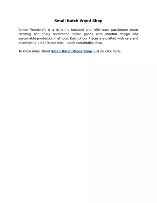 Small Batch Wood Shop