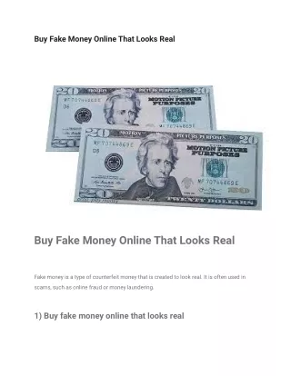 Buy Fake Money Online That Looks Real