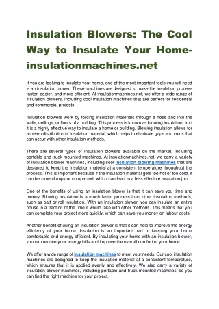 Insulation Blowers The Cool Way to Insulate Your Home-insulationmachines.net