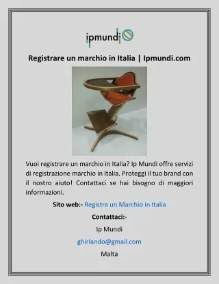 Registrare un marchio in Italia  Ipmundi.com