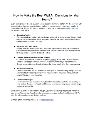 How to Make the Best Wall Art Decisions for Your Home.