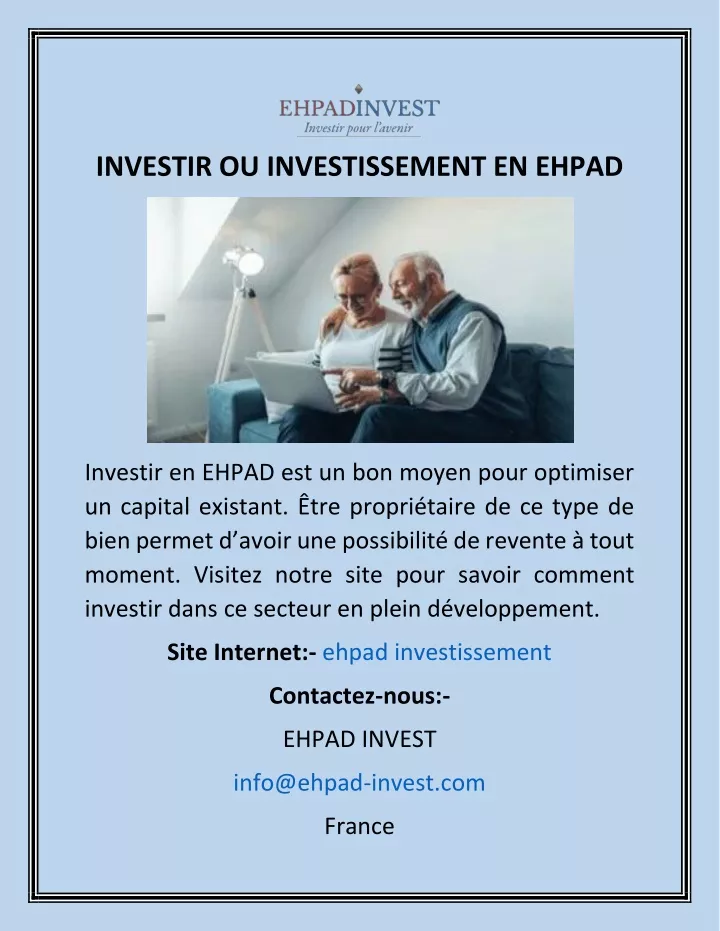 investir ou investissement en ehpad