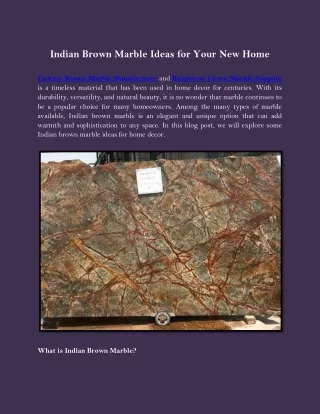 Indian Brown Marble Ideas for Your New Home
