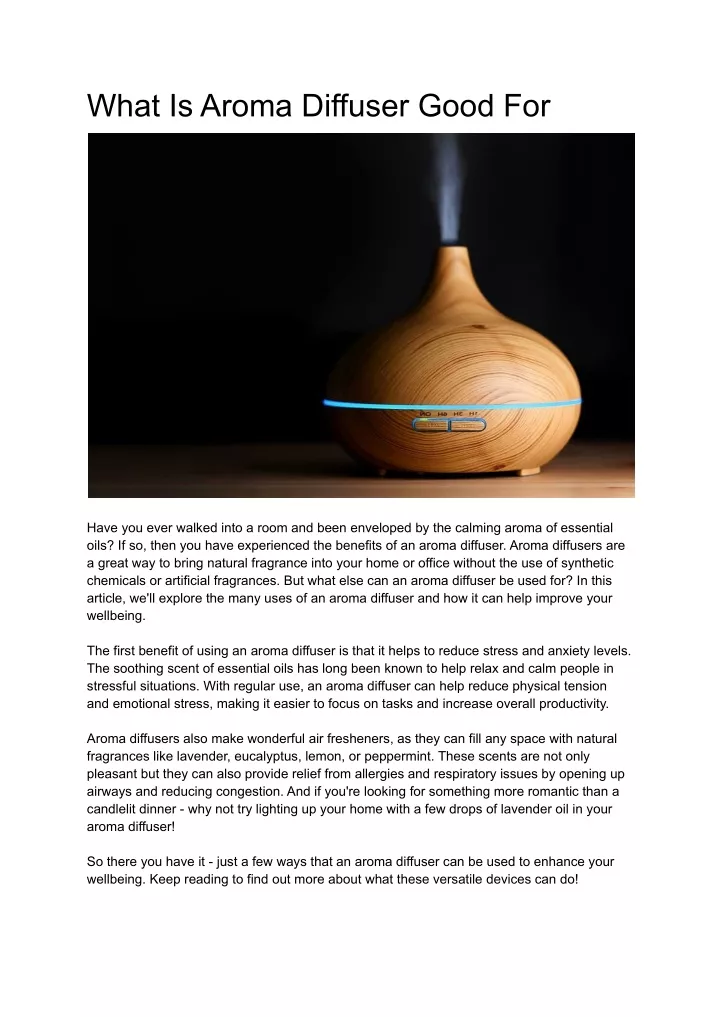what is aroma diffuser good for