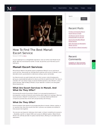 How To Find The Best Manali Escort Service