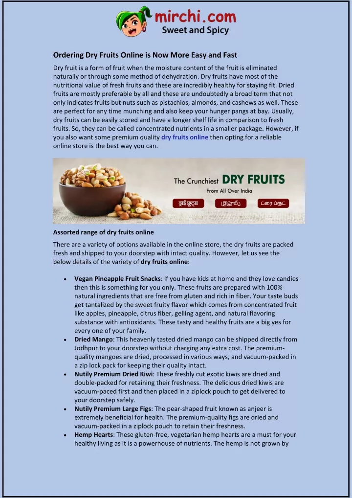 ordering dry fruits online is now more easy