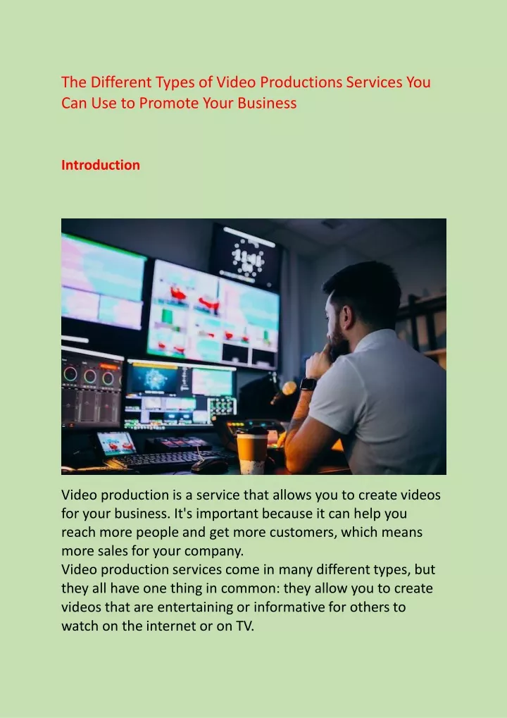the different types of video productions services