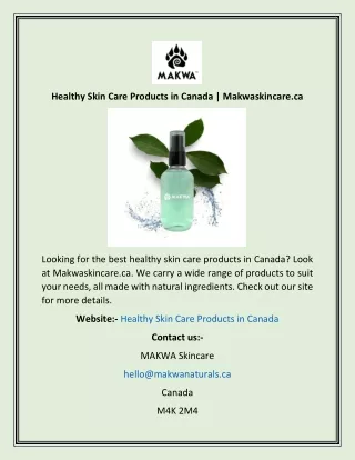 Healthy Skin Care Products in Canada  Makwaskincare.ca
