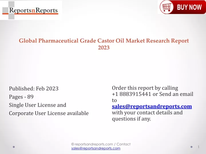 global pharmaceutical grade castor oil market research report 2023