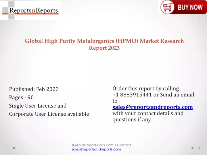 global high purity metalorganics hpmo market research report 2023