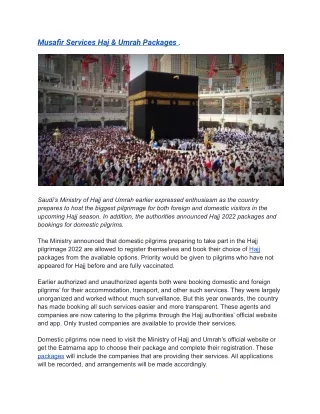 musafir services haj umrah packages