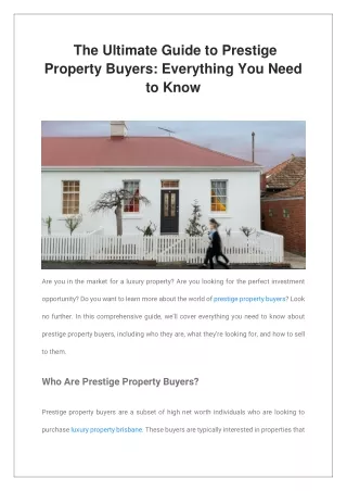 the ultimate guide to prestige property buyers