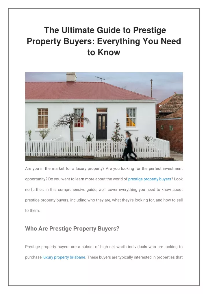 the ultimate guide to prestige property buyers