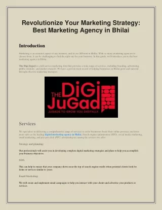 Find the best marketing agency in bhilai