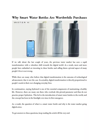 Why Smart Water Bottles Are Worthwhile Purchases - WaterH