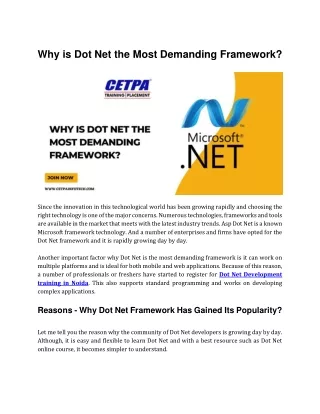 why is dot net the most demanding framework