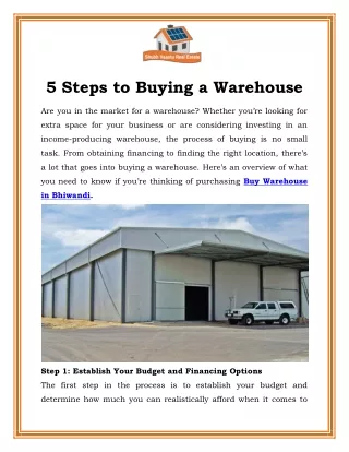 5 steps to buying a warehouse