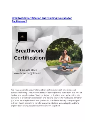 Breathwork Certification and Training Courses for Facilitators?