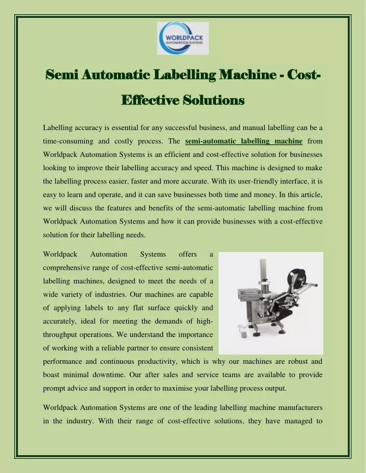 semi automatic labelling machine semi automatic
