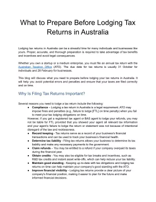 What to Prepare Before Lodging Tax Returns in Australia  - PDF Submission