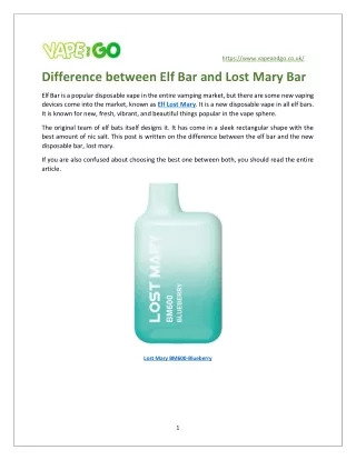 Difference between elf bar and lost Mary bar