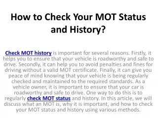 how to check your mot status and history