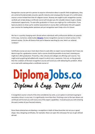 recognition courses permit a person to acquire