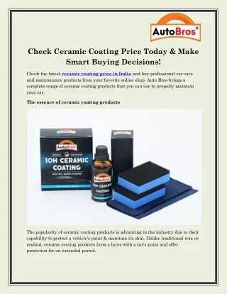 ceramic coating price in India