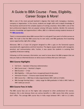 A Guide to BBA Course - Fees, Eligibility, Career Scope & More!