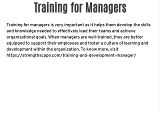 training for managers