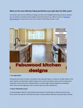 What are the most effective Fabuwood kitchen area style ideas for little areas 1