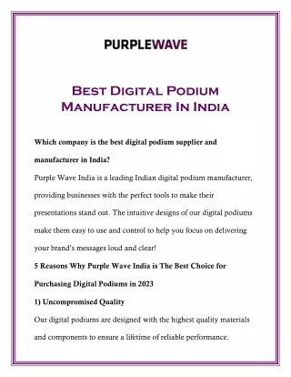 Best Digital Podium Manufacturer In India