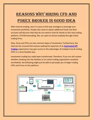 reasons why hiring cfd and forex broker is good