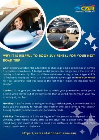 Why it is helpful to Book SUV Rental for your next road trip