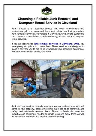 Choosing a Reliable Junk Removal and Dumpster Rental Service in Cleveland