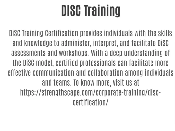 disc training